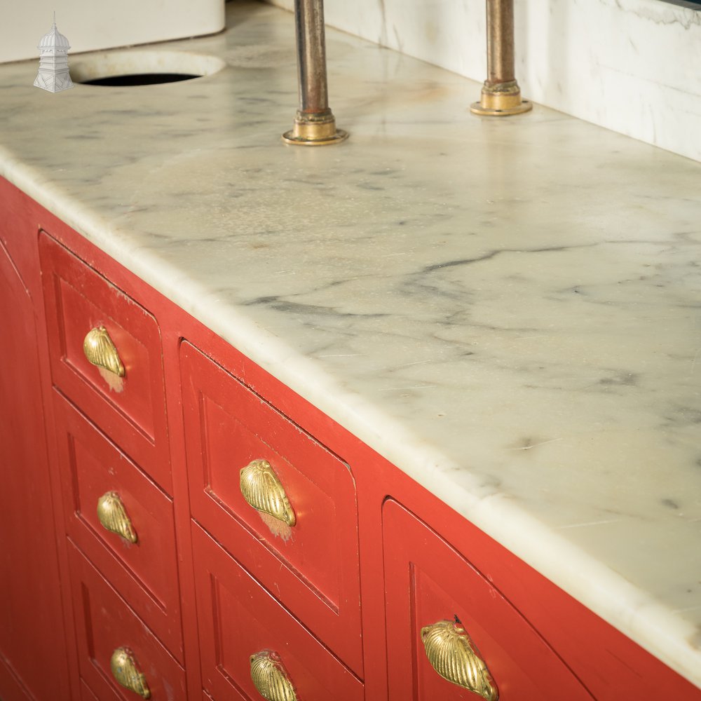 White Marble Topped Sideboard Sink Shelving Unit Reclaimed from Jaime Oliver’s Norwich Restaurant