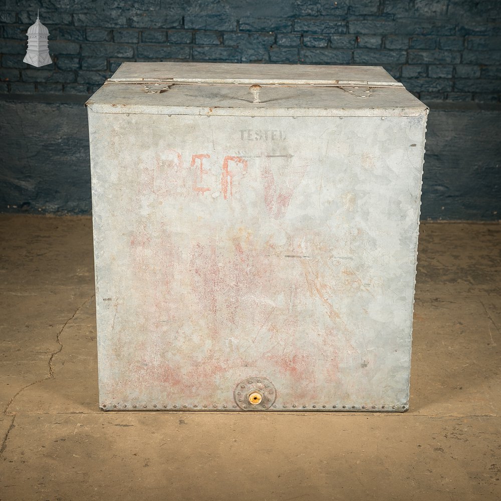 Galvanized Storage Bin with a Hinged Lid.