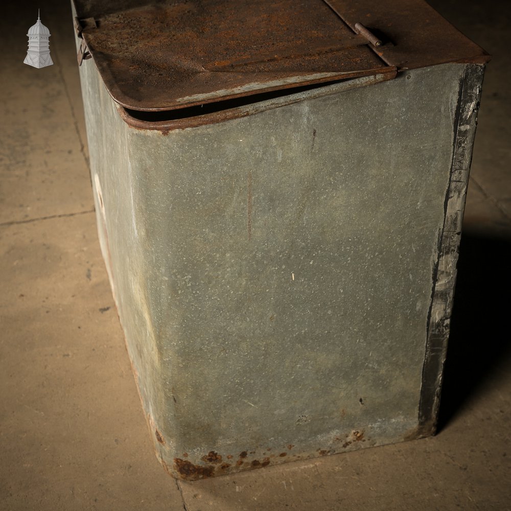 Storage Bin with a Hinged Lid, Galvanized
