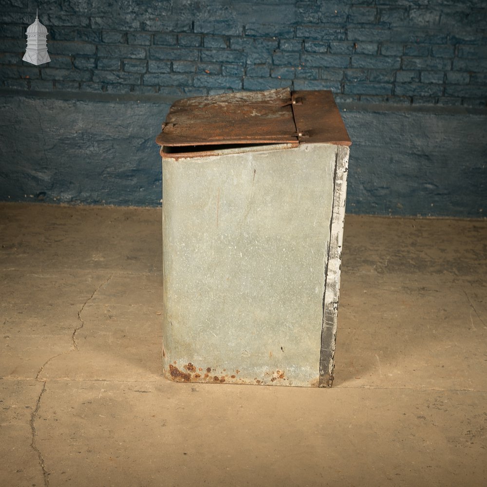 Storage Bin with a Hinged Lid, Galvanized