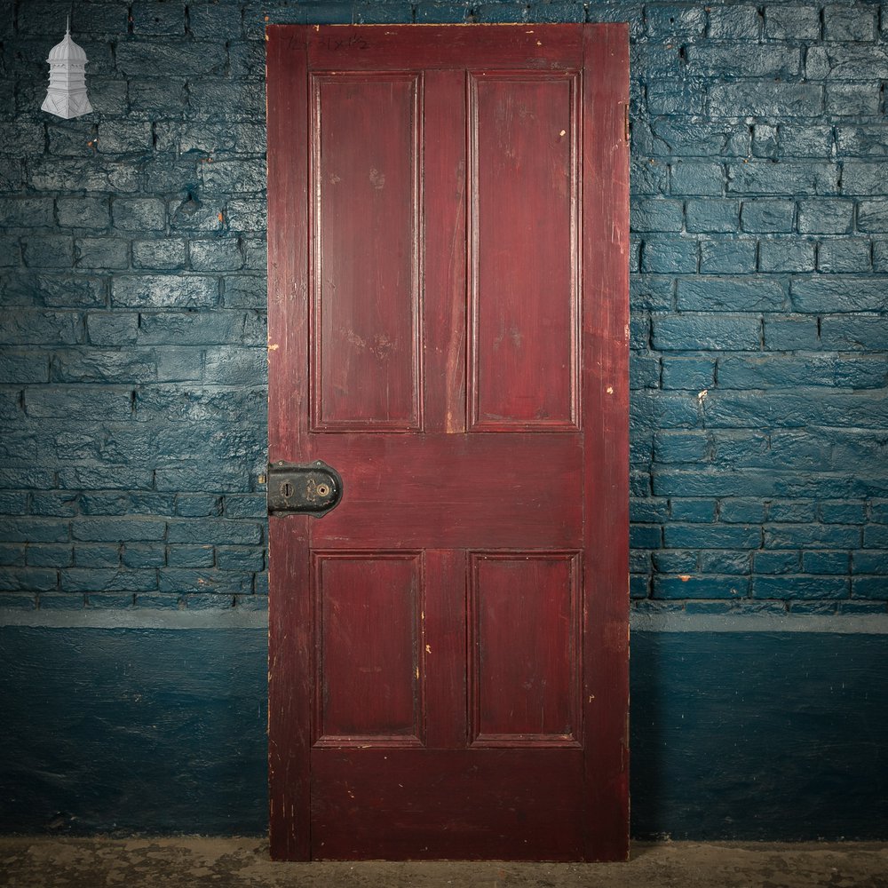 Moulded 4-Panel Door, Red Painted Finish
