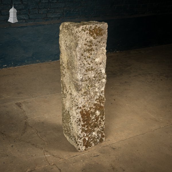 Reclaimed Hand-Carved Stone Block with Weathered Finish