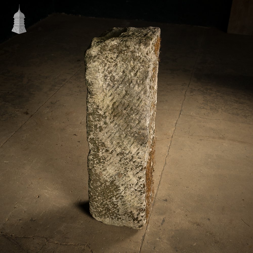 Reclaimed Hand-Carved Stone Block with Weathered Finish