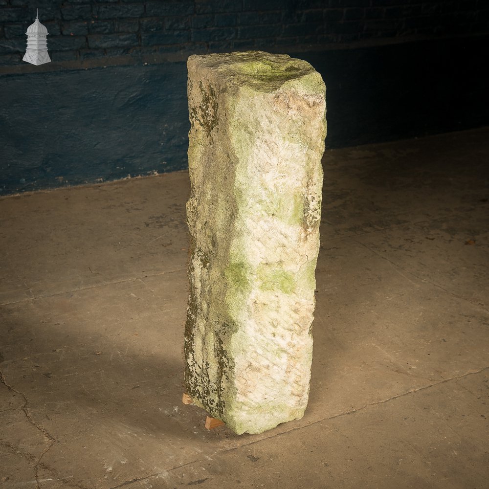 Reclaimed Hand-Carved Stone Block with Weathered Finish