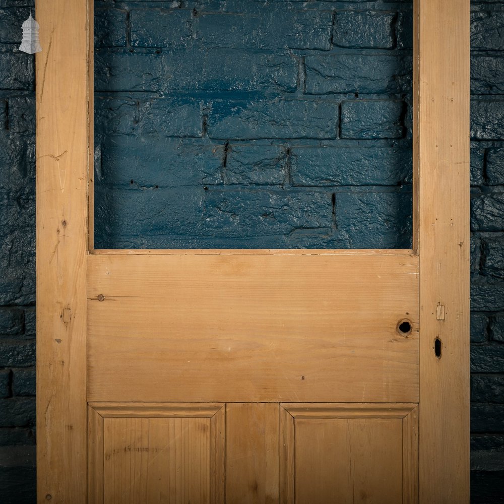 Victorian Glazed Door, Pine Two Panel Half Glazed