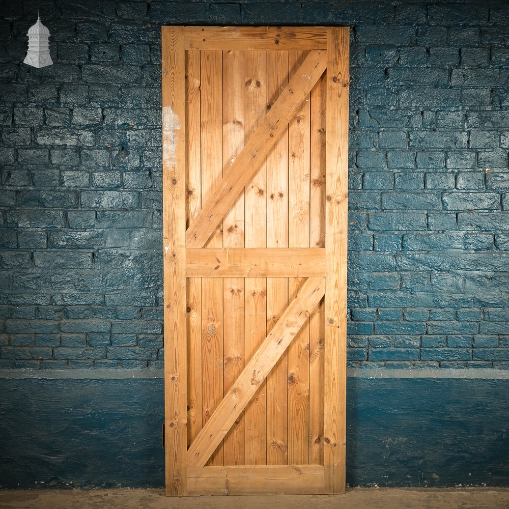 Ledged and Braced Pine Door, Reclaimed