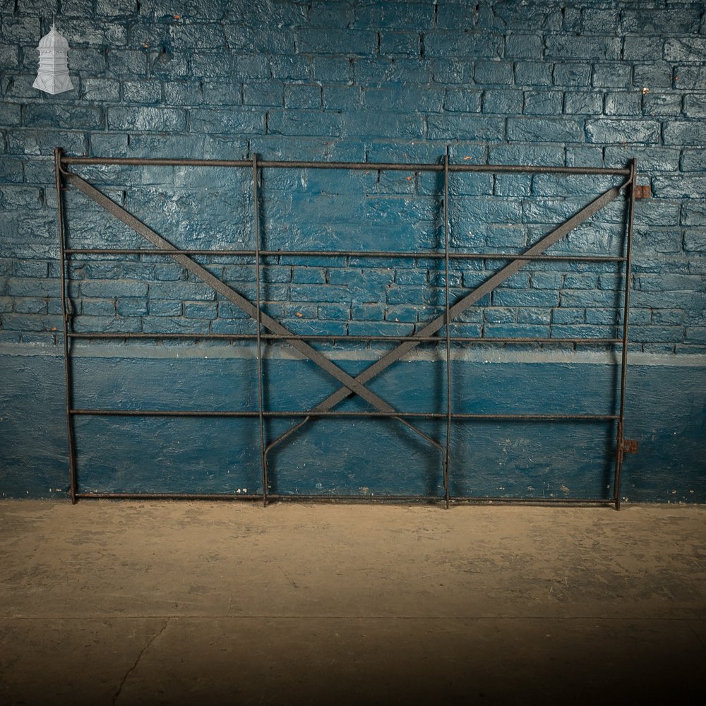 Antique Wrought Iron Estate Gate with Cross Bracing, Reclaimed Garden Gate