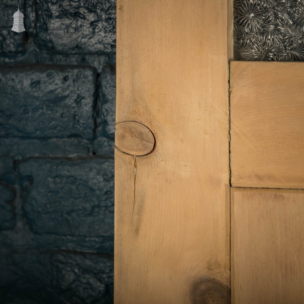 Glazed Pine Doors, Pair of framed plank Edwardian Doors with Muranese Florentine Textured Glass