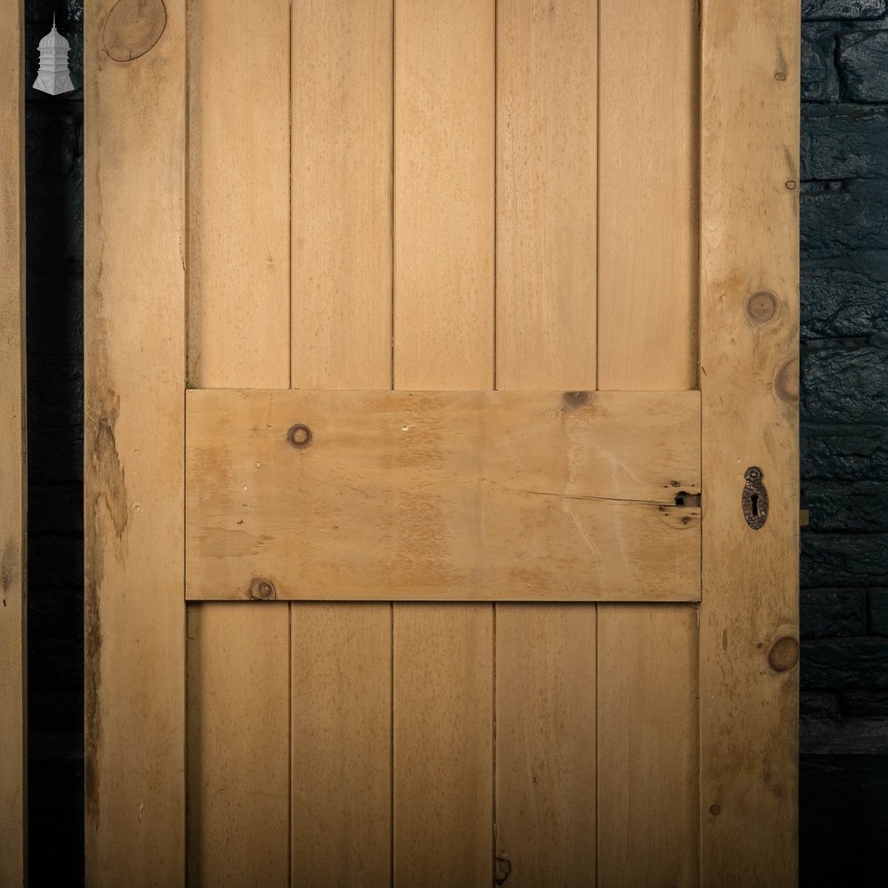 Glazed Pine Doors, Pair of framed plank Edwardian Doors with Muranese Florentine Textured Glass