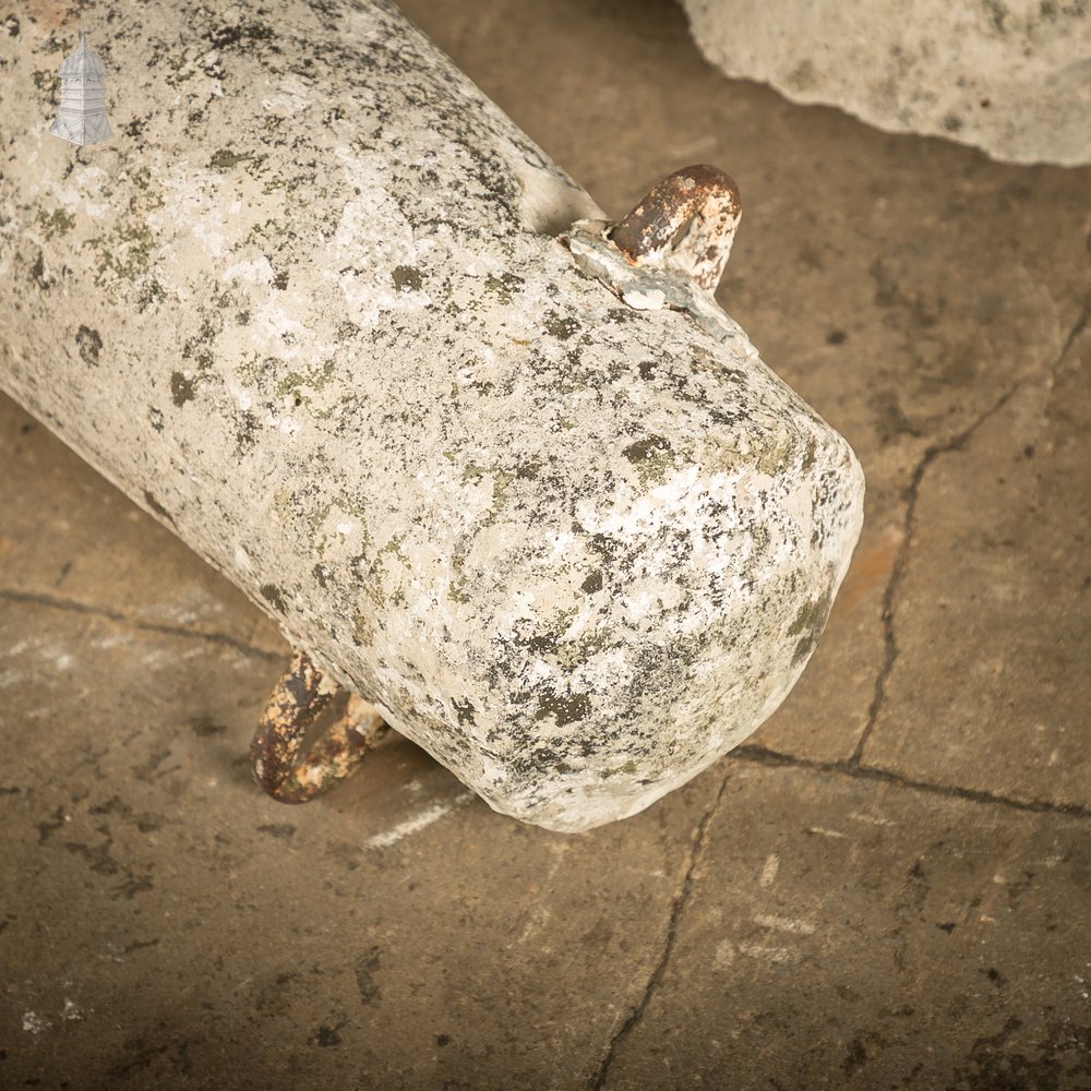 Stone Bollards & Chain, Weathered Architectual Salvage Feature.