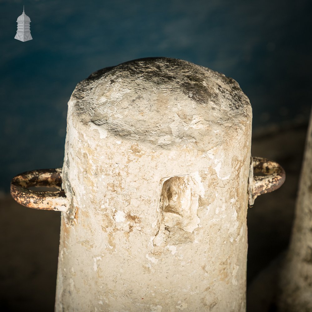 Stone Bollards & Chain, Weathered Architectual Salvage Feature.