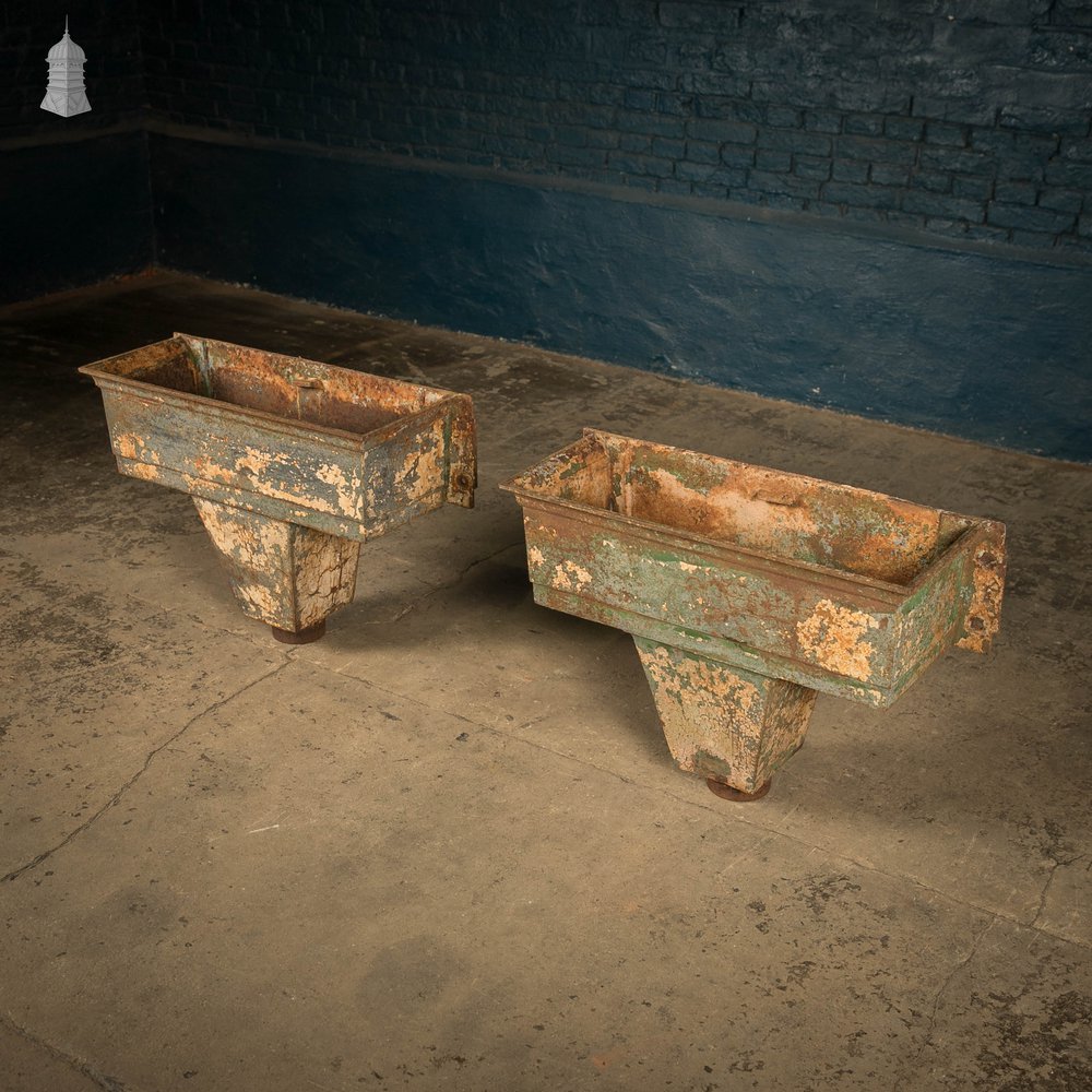 Rainwater Hoppers, Pair of Large Cast Iron Head Boxes