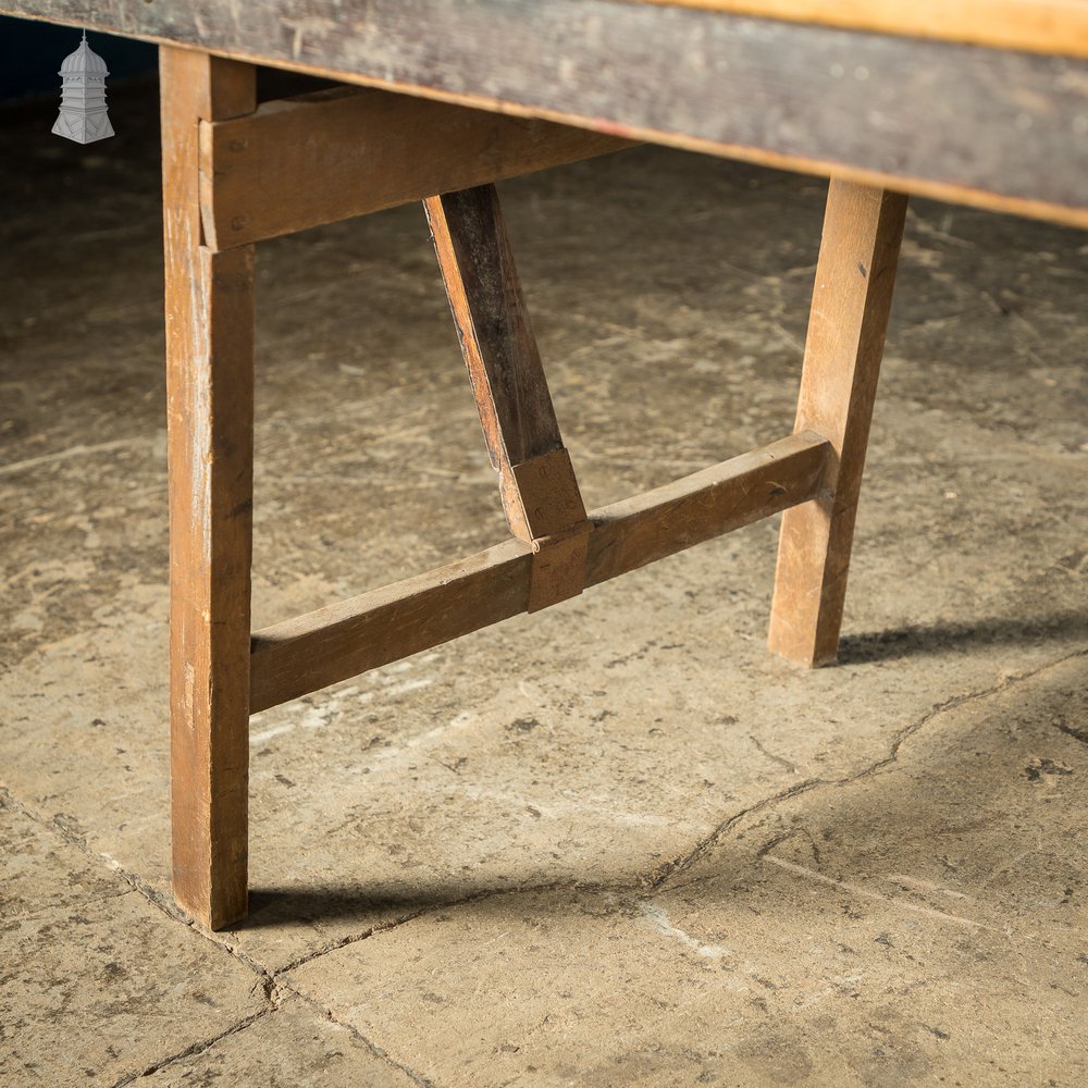 Pitch Pine Folding Military Low Trestle Table - Marked GR VI Sterling Furniture