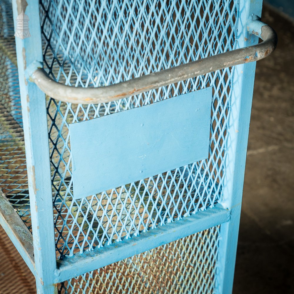 Blue Painted Steel Industrial Workshop Wheeled Trolley Shelf Unit