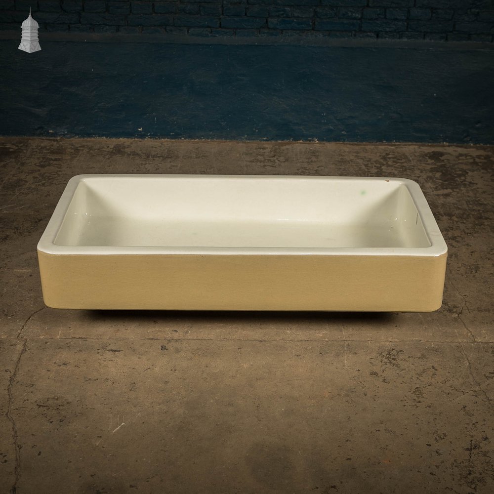 Cane and White Trough Sink, Double Return Shallow Belfast Butler Sink