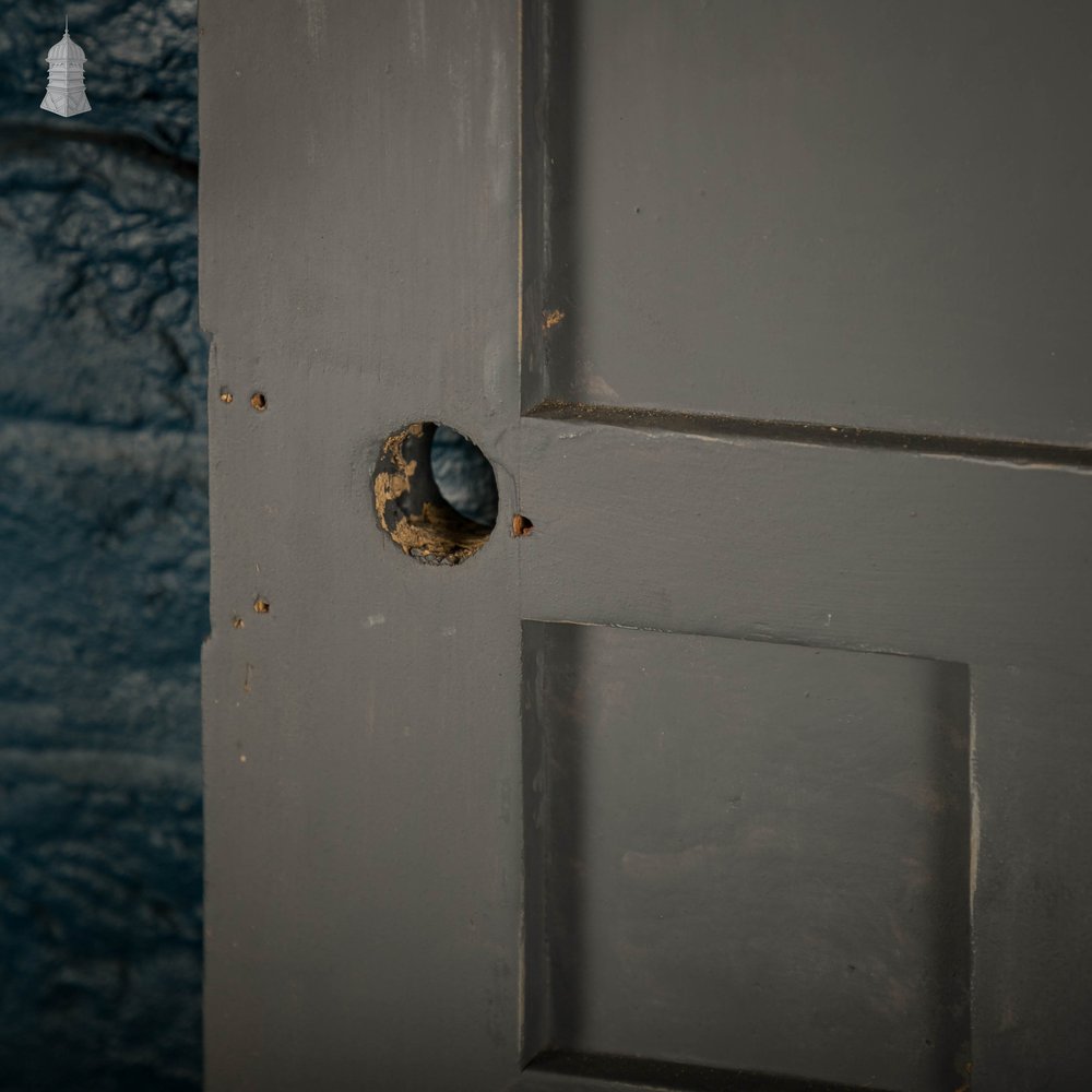 Pine Door With Window, Victorian With Moldings and Grey Painted Finish