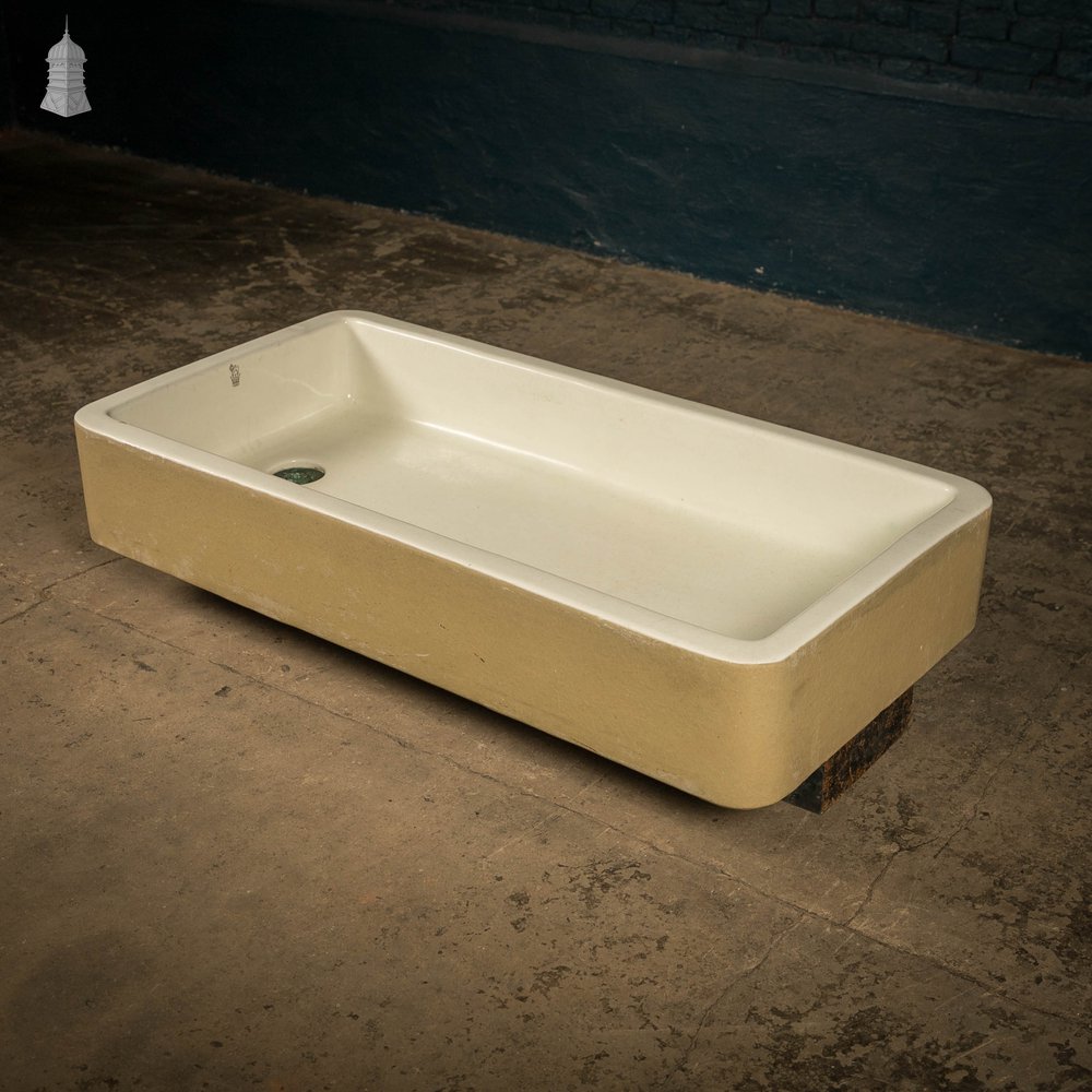 Cane and White Trough Sink, Double Return Shallow Belfast Butler Sink