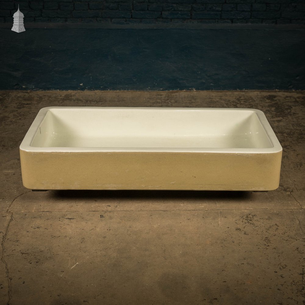 Cane and White Trough Sink, Double Return Shallow Belfast Butler Sink