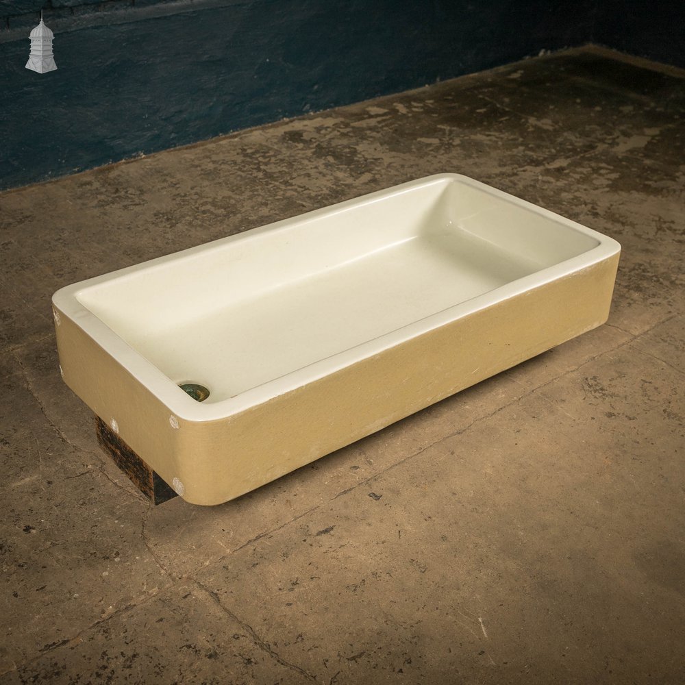 Cane and White Trough Sink, Double Return Shallow Belfast Butler Sink