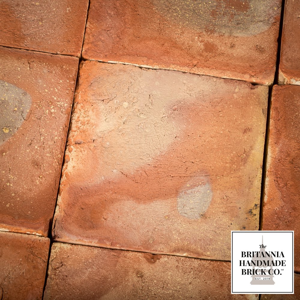 9” Handmade Red Floor Tile with Kiln-fired Tonal Variation - Batch of 12 Square Metres