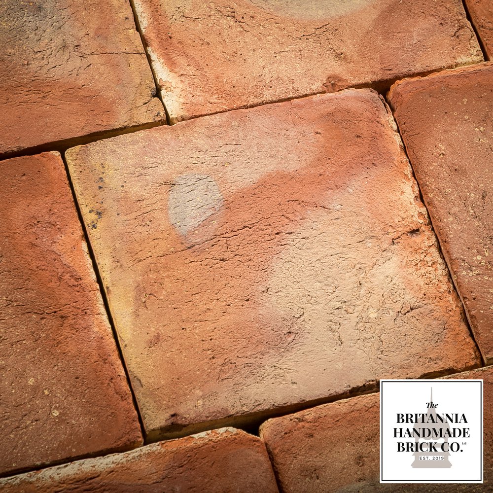 9” Handmade Red Floor Tile with Kiln-fired Tonal Variation - Batch of 12 Square Metres