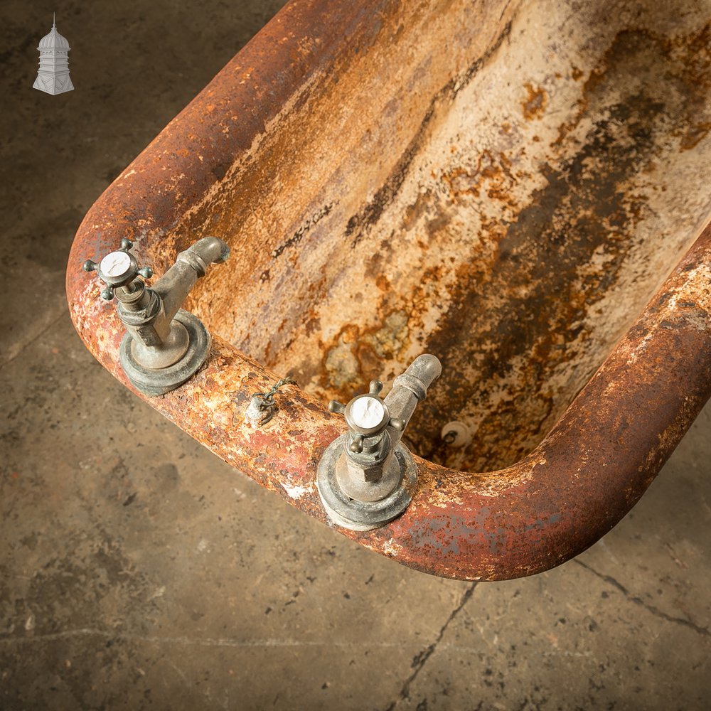 Roll Top Bath, Distressed Cast Iron with Original Taps