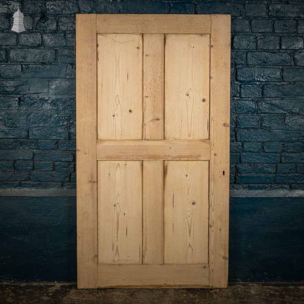 Pine Paneled Door, 4 Panel Victorian Cupboard Door