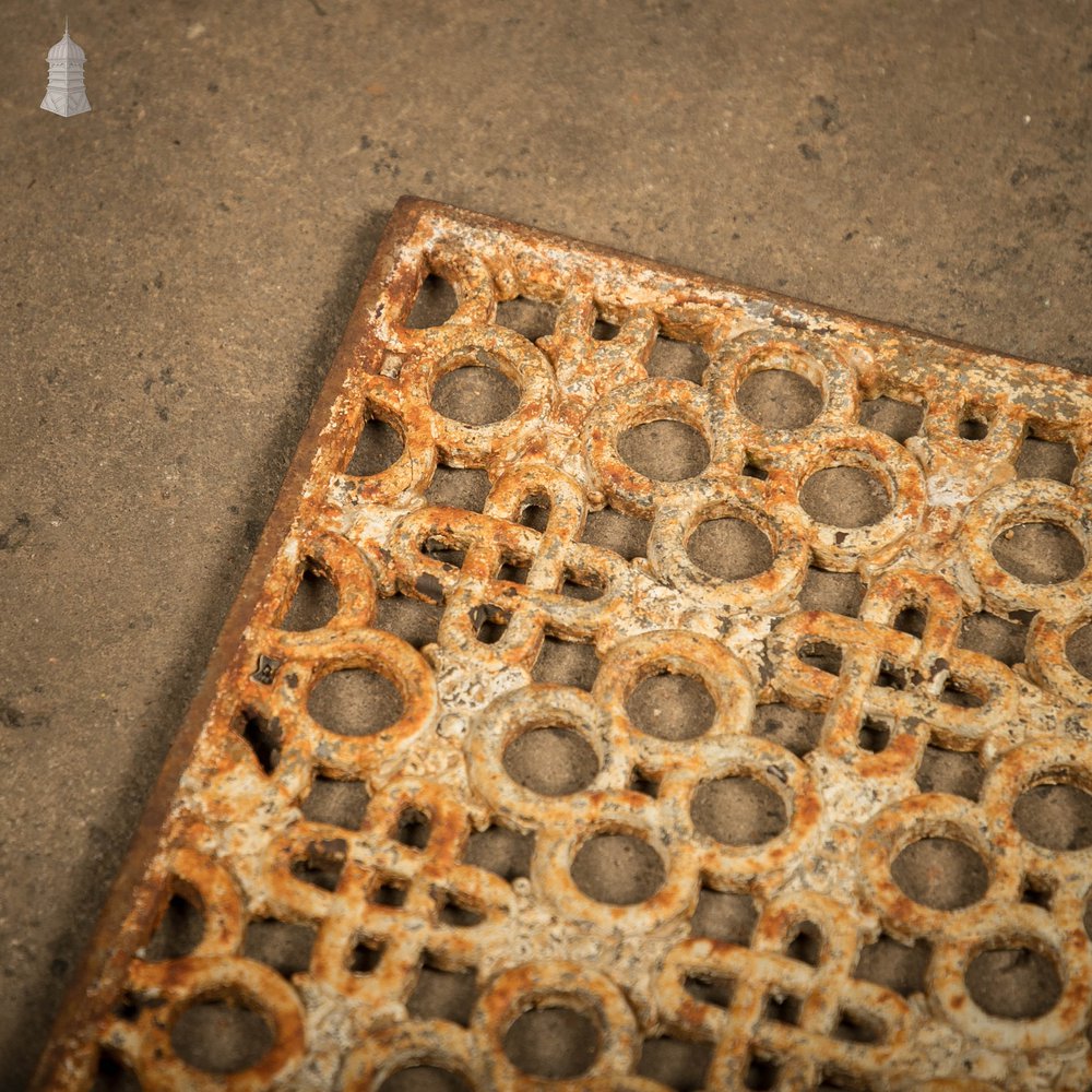 Cast Iron Grates, White Painted Geometric Design