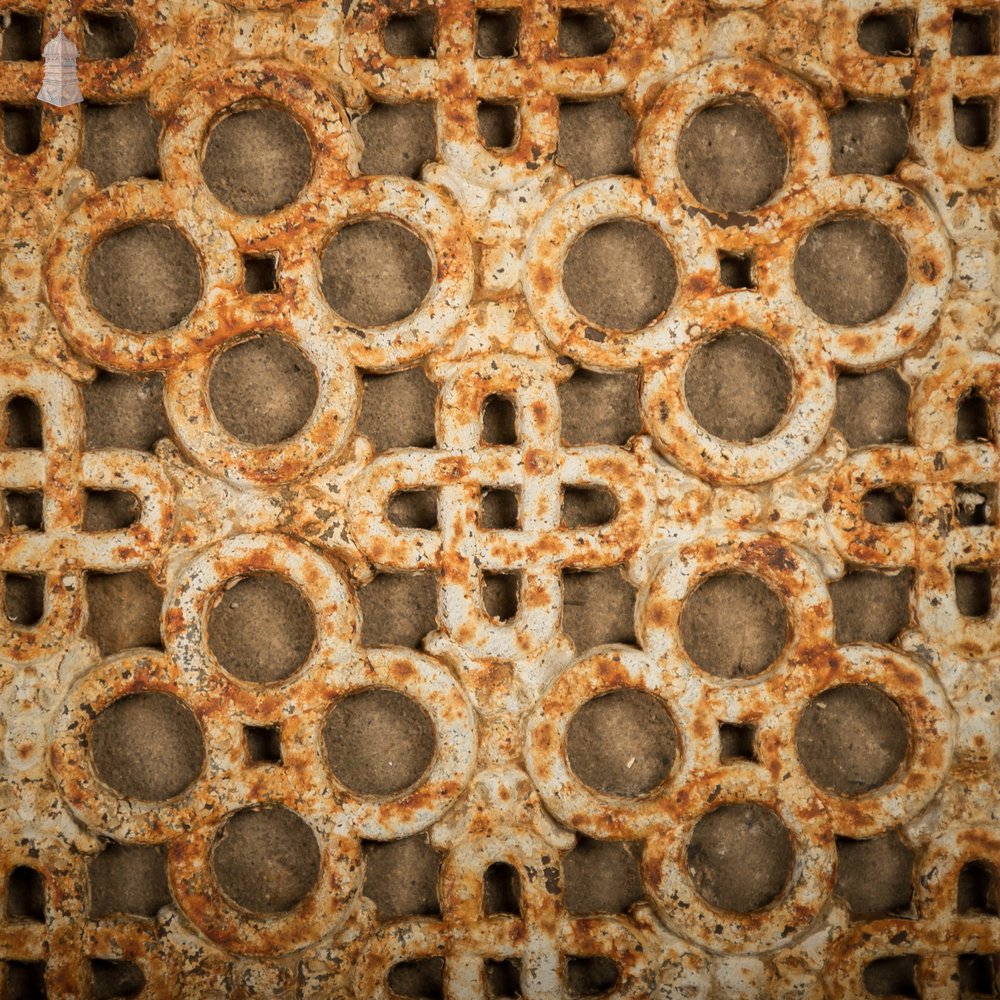 Cast Iron Grates, White Painted Geometric Design