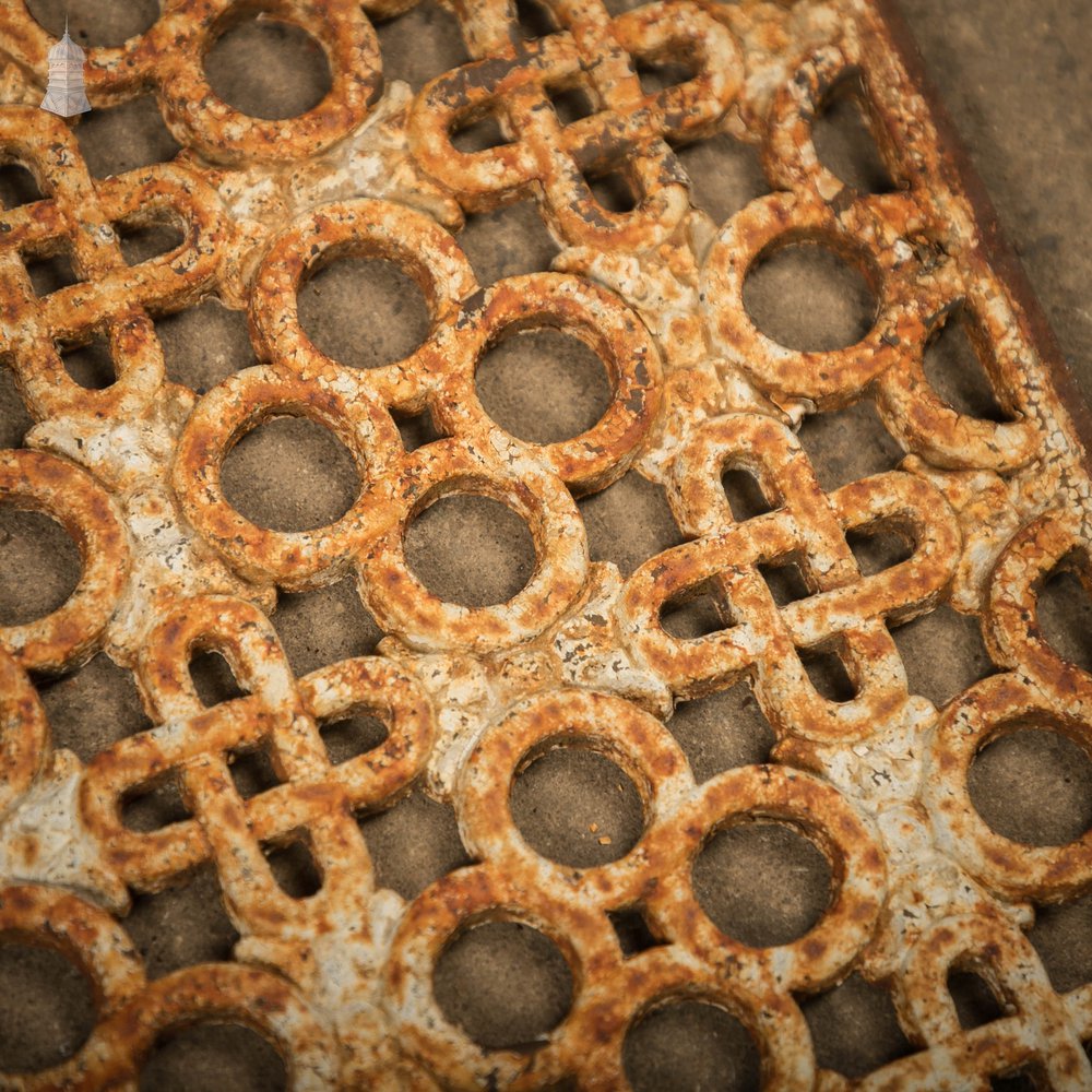 Cast Iron Grates, White Painted Geometric Design