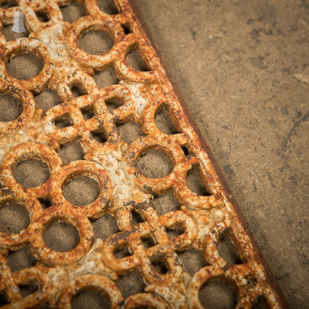 Cast Iron Grates, White Painted Geometric Design