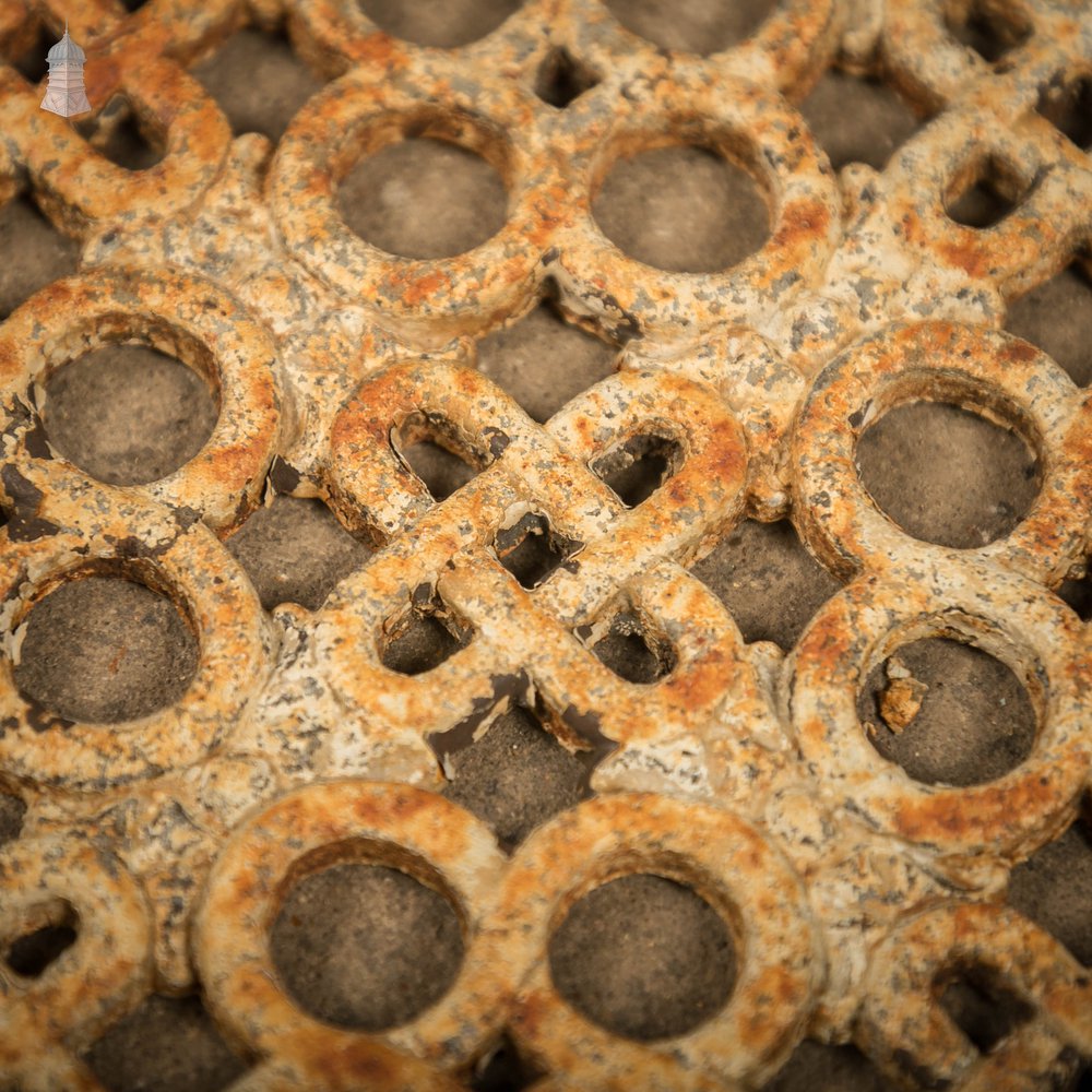 Cast Iron Grates, White Painted Geometric Design