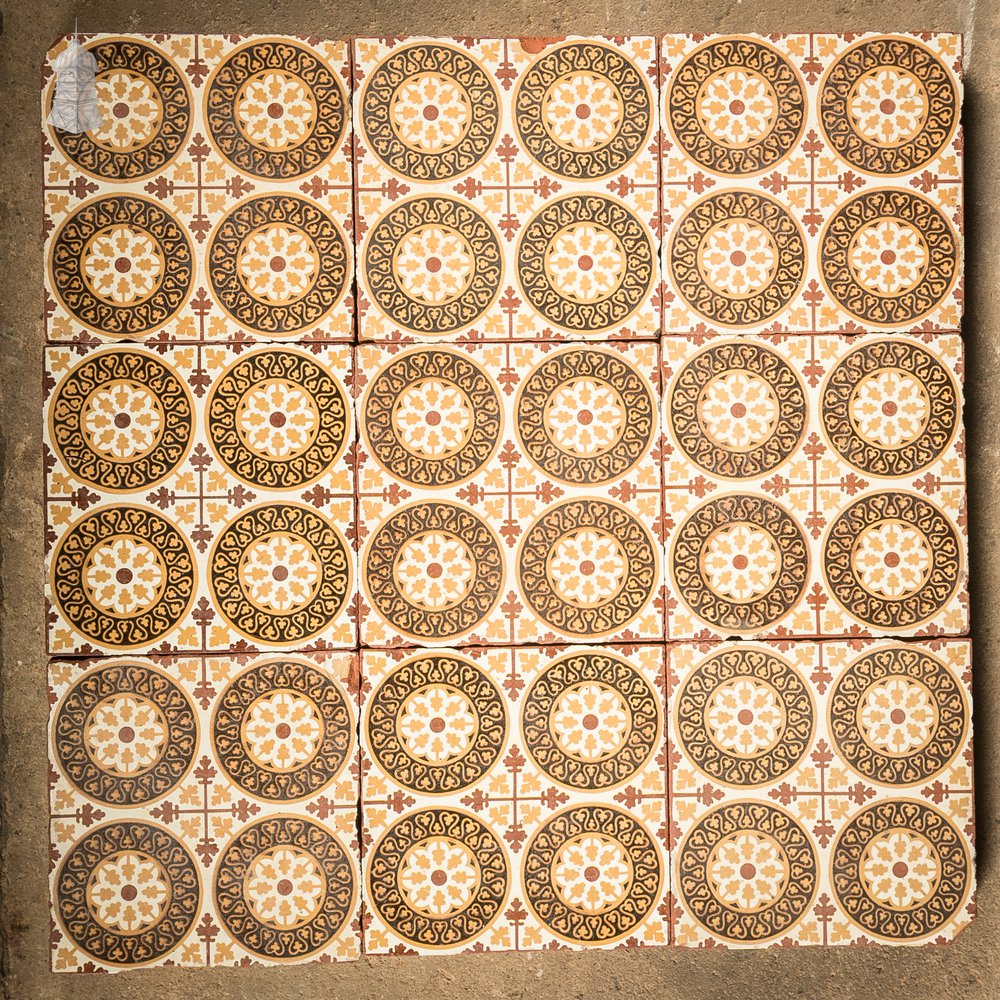 11 Reclaimed Victorian Minton Encaustic Floor Tiles, Gothic Revival
