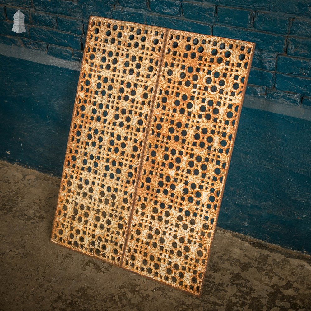 Cast Iron Grates, White Painted Geometric Design