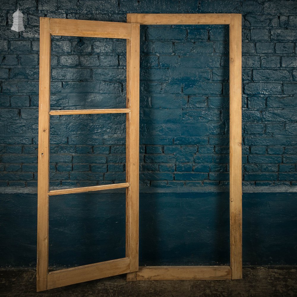 Glazed Pine Door, Victorian Cupboard door and Frame With Horizontal Glazing Bars