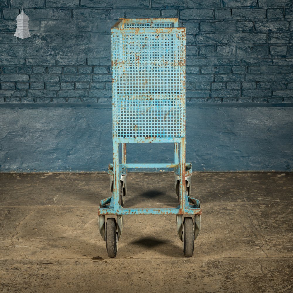 Blue Painted and Stainless Steel Industrial Workshop Wheeled Trolley