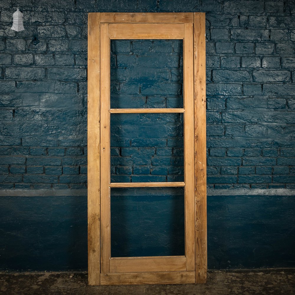 Glazed Pine Door, Victorian Cupboard door and Frame With Horizontal Glazing Bars