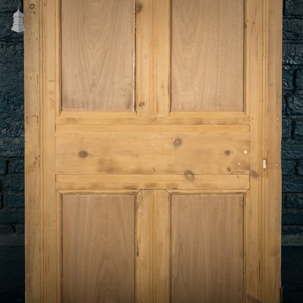 Glazed Pine Door, 5 Panel 19th C with Textured ‘Autumn Leaf’ Style Glazing