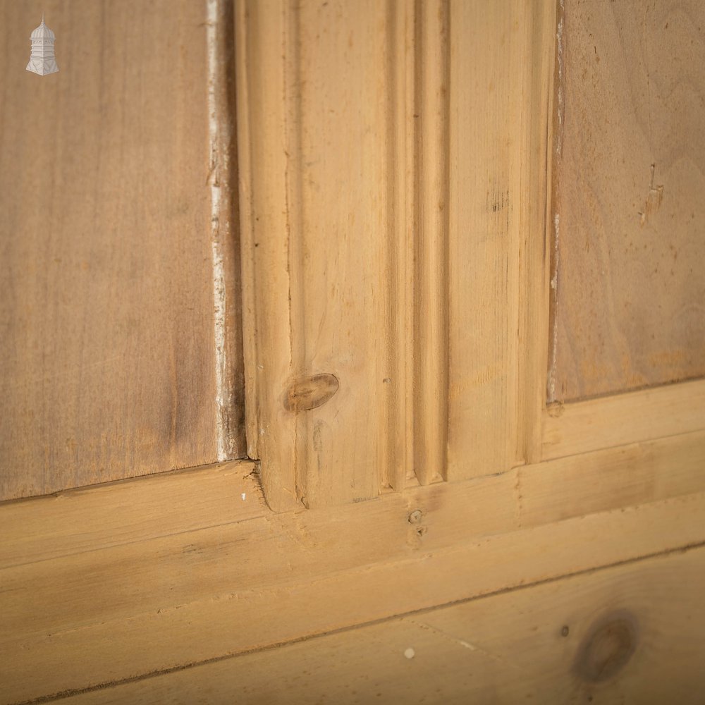 Glazed Pine Door, 5 Panel 19th C with Textured ‘Autumn Leaf’ Style Glazing