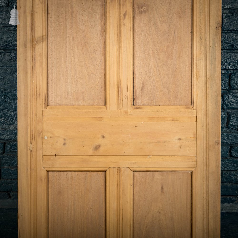 Glazed Pine Door, 5 Panel 19th C with Textured ‘Autumn Leaf’ Style Glazing