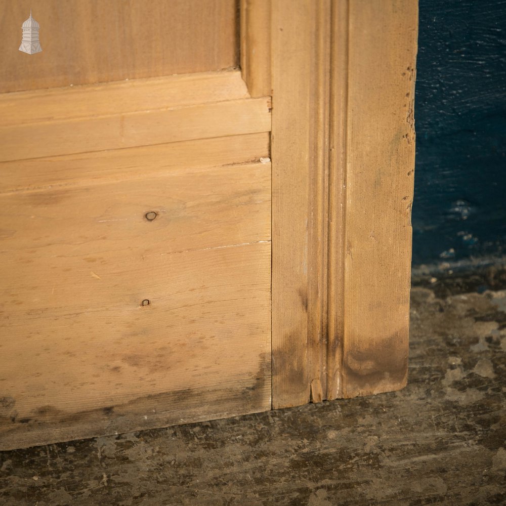 Glazed Pine Door, 5 Panel 19th C with Textured ‘Autumn Leaf’ Style Glazing