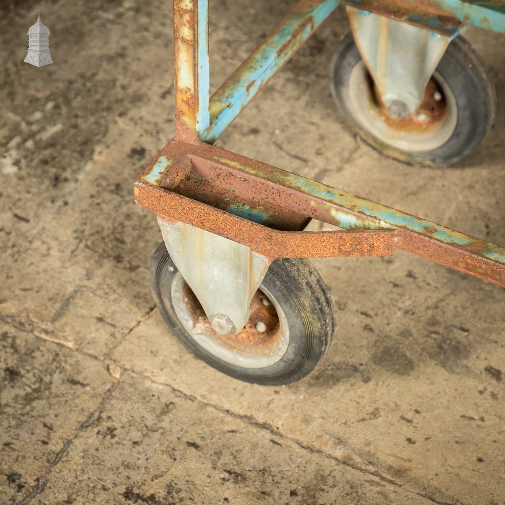 Blue Painted and Stainless Steel Industrial Workshop Wheeled Trolley