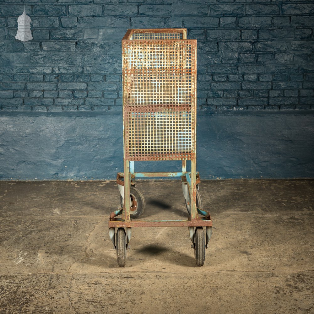 Blue Painted and Stainless Steel Industrial Workshop Wheeled Trolley