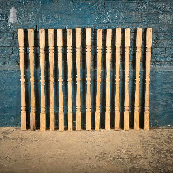 Turned Pine Balusters, Set of 14 Reclaimed