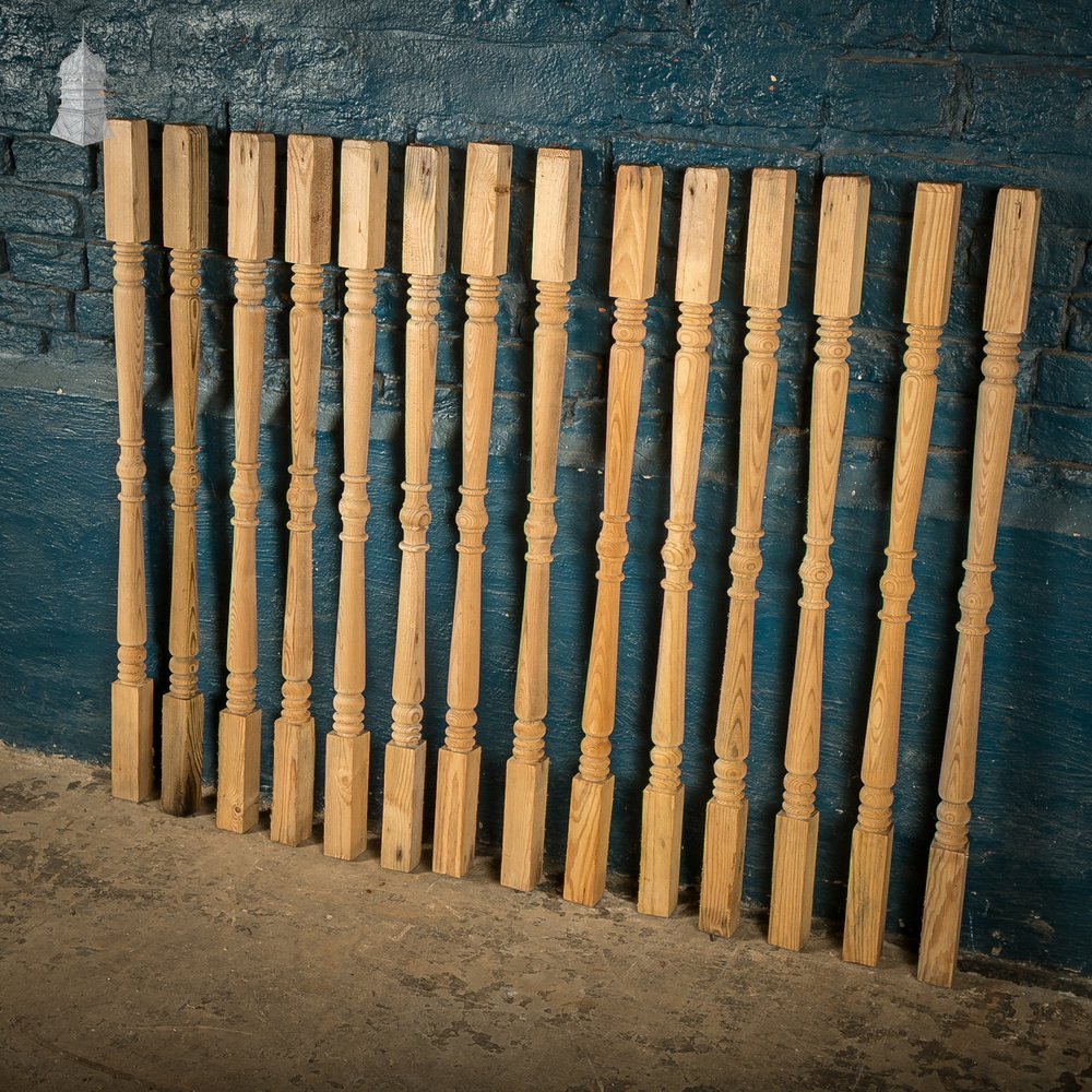 Turned Pine Balusters, Set of 14 Reclaimed