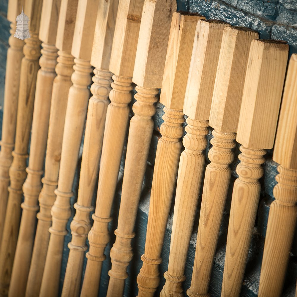 Turned Pine Balusters, Set of 14 Reclaimed