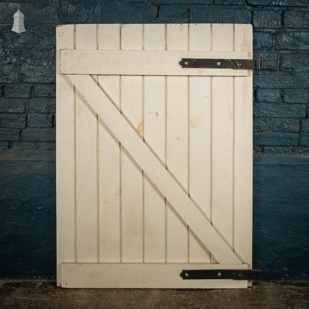 Plank Ledged and Braced Door, White Painted Tongue and Groove Cupboard Door