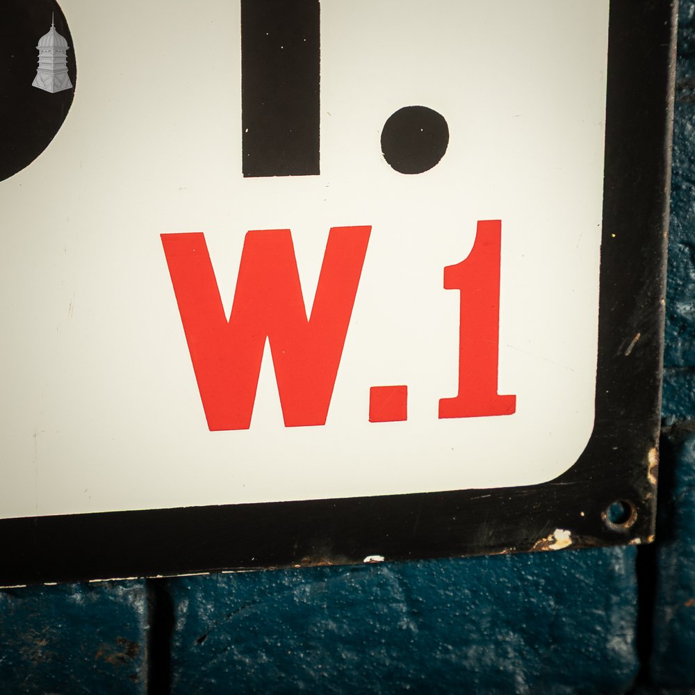 Original City of Westminster BRICK ST. Enamel Street Sign, Reclaimed London Street Name Plate