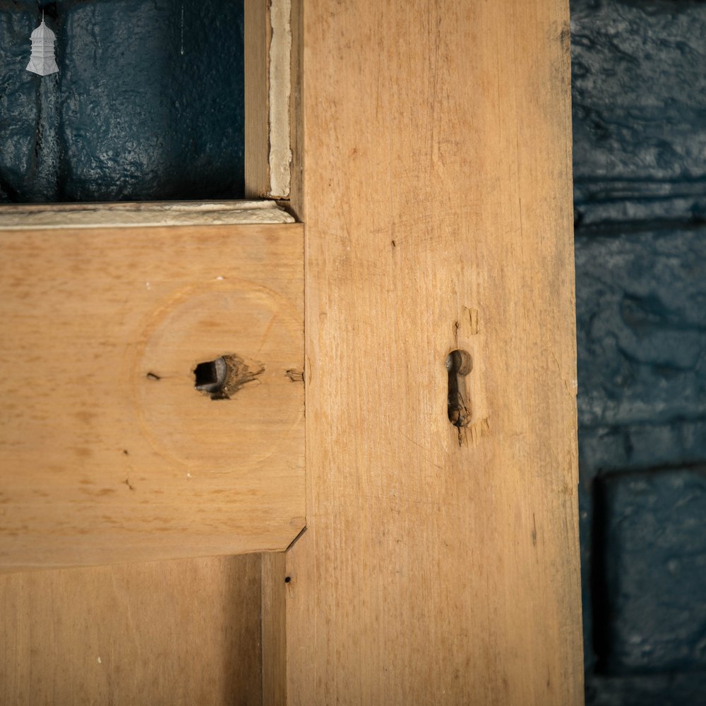 Framed Plank Glazed Pine Door, Edwardian with Bullseye Glass