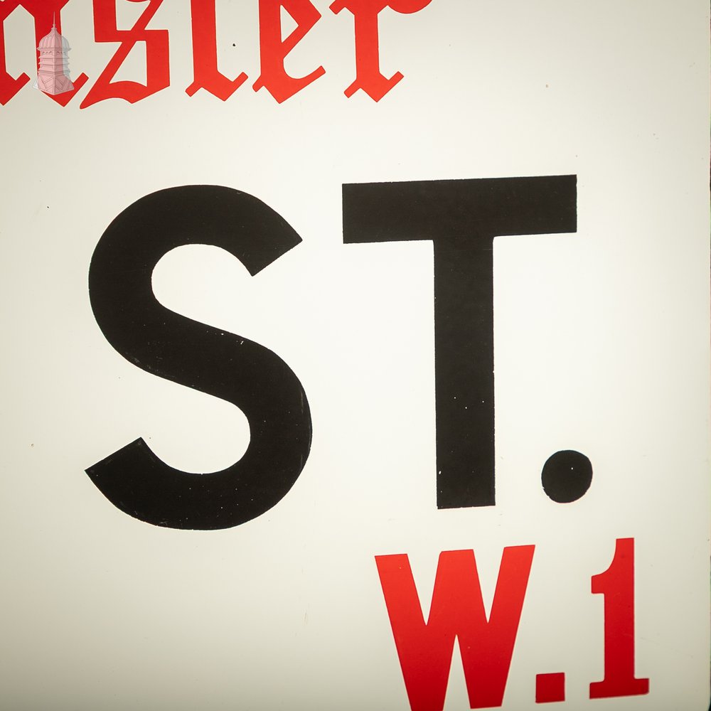 Original City of Westminster BRICK ST. Enamel Street Sign, Reclaimed London Street Name Plate